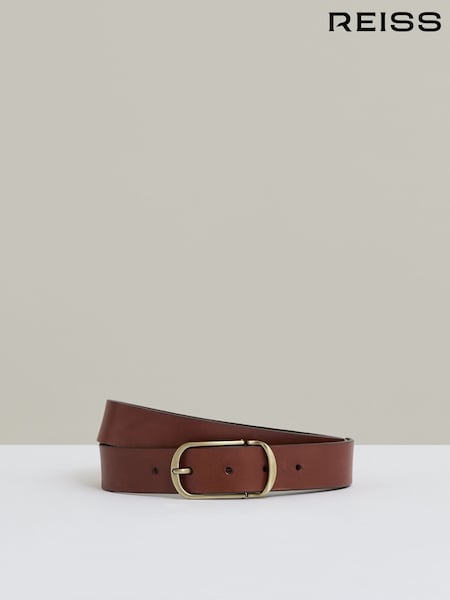 Reiss Dark Tan Zeke Leather Gradual-Fade Belt (F03995) | £68