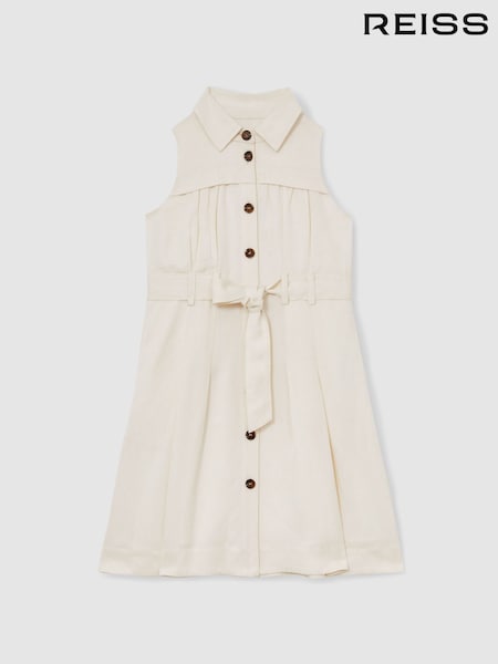 Reiss Ivory Heidi 13-14 yrs Tie-Waist Collared Dress (F04025) | £78