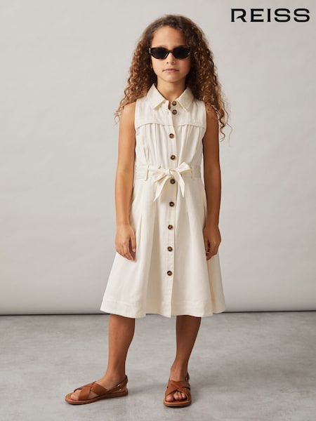 Reiss Ivory Heidi 4-9 yrs Tie-Waist Collared Dress (F04035) | £68