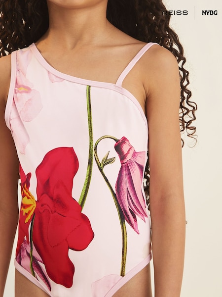 Reiss Ivory Layla 9-13 yrs Reiss | NYBG Floral One-Shoulder Swimsuit (F04040) | £45