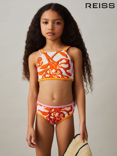 Reiss Pink Print Phoebe Floral-Print Bikini Bottoms (F04043) | £17