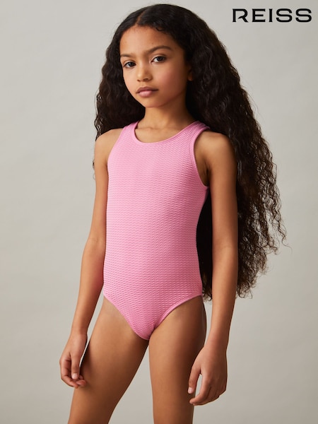 Reiss Pink Kiara Textured Swimsuit (F04044) | £32