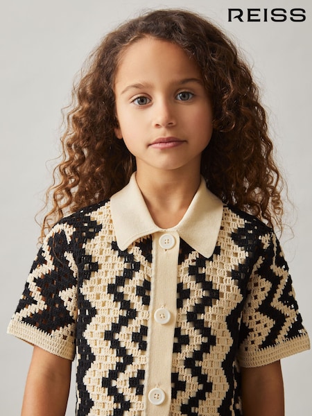 Reiss Ecru Natalie Cotton-Blend Patterned Crochet Dress (F04049) | £81