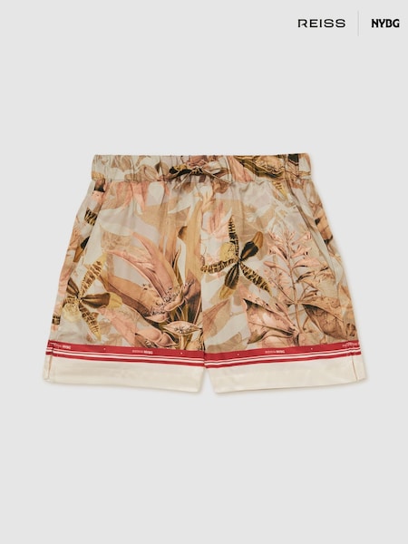Reiss Khaki Sammie 13-14 yrs Reiss | NYBG Satin Floral-Print Shorts (F04050) | £58