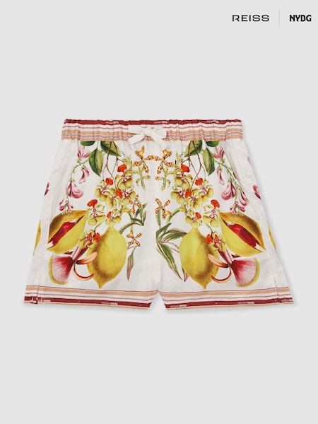 Reiss Ivory Sammie 13-14 yrs Reiss | NYBG Satin Floral-Print Shorts (F04056) | £58