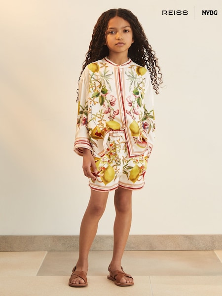 Reiss Ivory Sammie 4-9 yrs Reiss | NYBG Satin Floral-Print Shorts (F04062) | £50