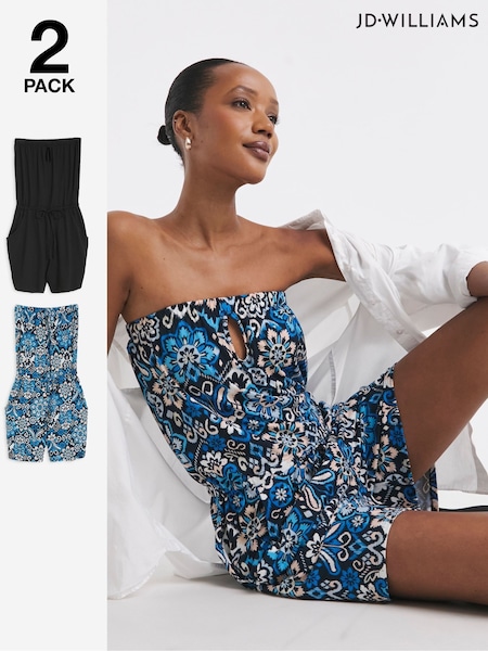 JD Williams Blue Bandeau Playsuits 2 Pack (F04071) | £36