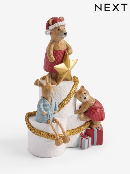 Multi Bertie Bear and Rosie Rabbit Toilet Roll Christmas Ornament (F04101) | £18