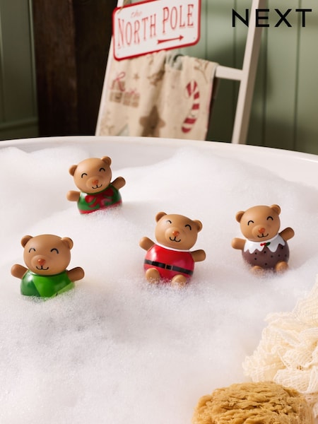 Set of 4 Multi Bertie Bear Christmas Bath Buddies (F04109) | £7