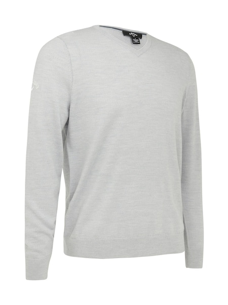 Callaway Apparel Mens Blue Merino Wool V-Neck Sweater (F04183) | £90