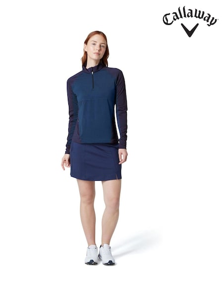 Callaway Apparel Blue Lightweight Knit Heathered ¼ Zip Top (F04186) | £60