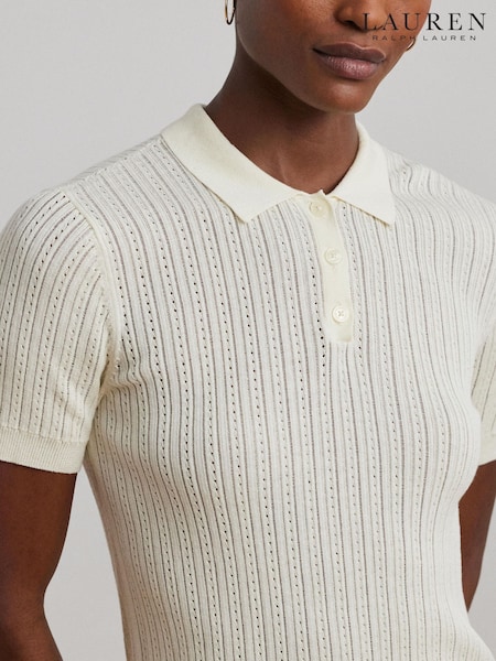 Lauren Ralph Lauren Natrissa Embridered Logo Cable Knit Polo Shirt (F04250) | £159