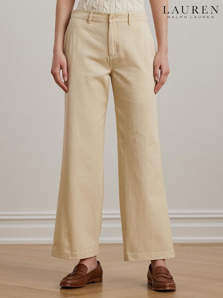 Lauren Ralph Lauren Mahkey Cotton Twill Wide-Leg Trousers (F04282) | £189