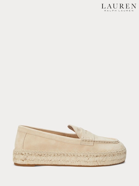 Lauren Ralph Lauren Luize Canvas & Suede Logo Espadrille Brown Trainers (F04287) | £159