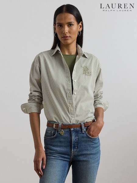 Lauren Ralph Lauren Kotta Stripe Embroidered Logo Shirt (F04305) | £179