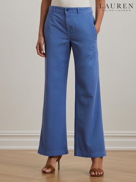 Lauren Ralph Lauren Mahkey Cotton Twill Wide-Leg Trousers (F04308) | £189