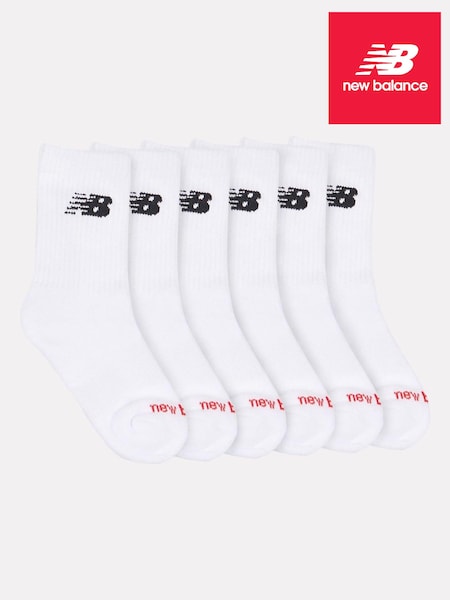 New Balance White Kids Everyday Trainer Crew Socks 3 Pack (F04345) | £18