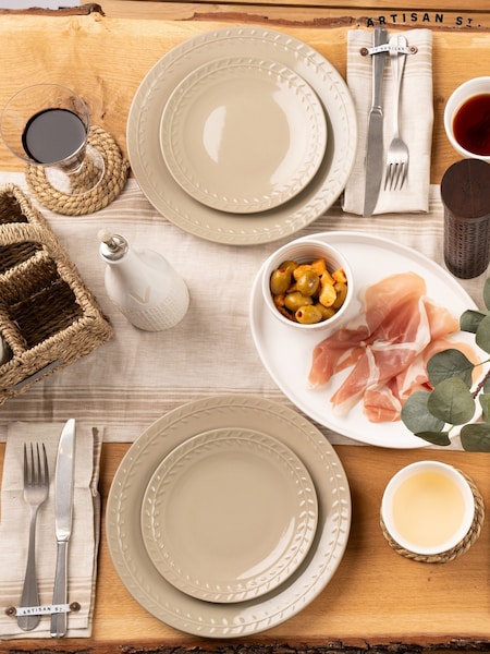 Artisan Street 12 Piece Natural Leaf Stone Dinner Set (F04483) | £70