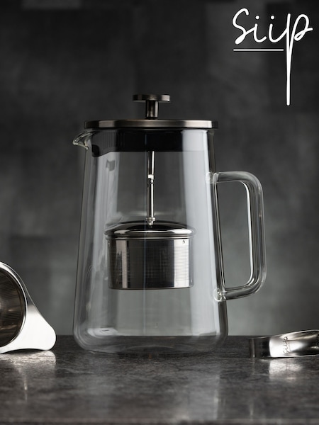 SIIP Clear 900ml Glass Gunmetal Infuser Teapot (F04504) | £27