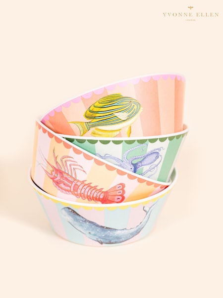 Yvonne Ellen Set of 4 Multi Melamine Picnic Bowls (F04513) | £25