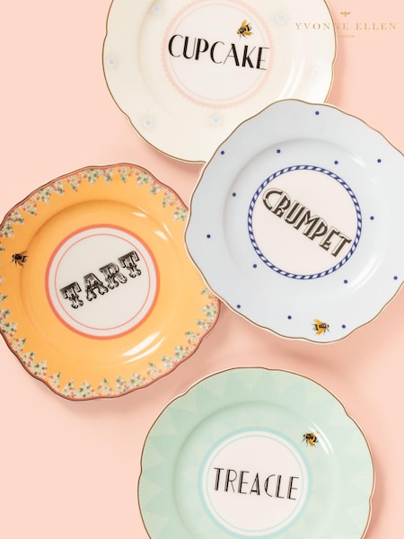 Yvonne Ellen Set of 4 Multi Cheeky Tea Plates (F04524) | £48