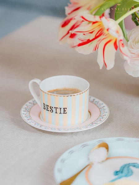 Yvonne Ellen Multi Bestie Teacup and Saucer (F04539) | £25