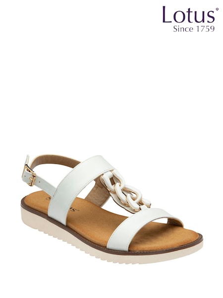 Lotus White Low Wedges Sandals (F04606) | £45