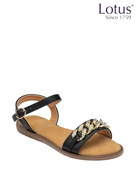 Lotus Black Flat Casual Sandals (F04622) | £45