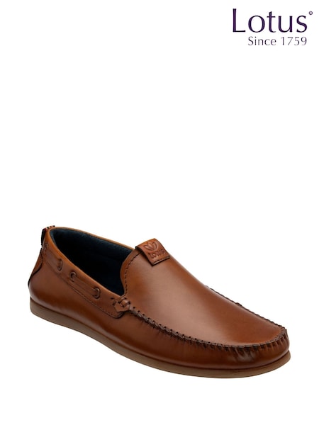 Lotus Light Brown Casual Slip On Driving Shoes (F04633) | £70