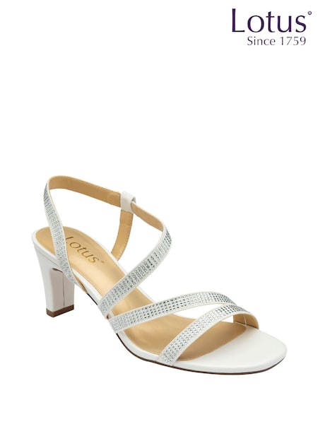 Lotus White Diamante Occasion Sandals (F04635) | £65