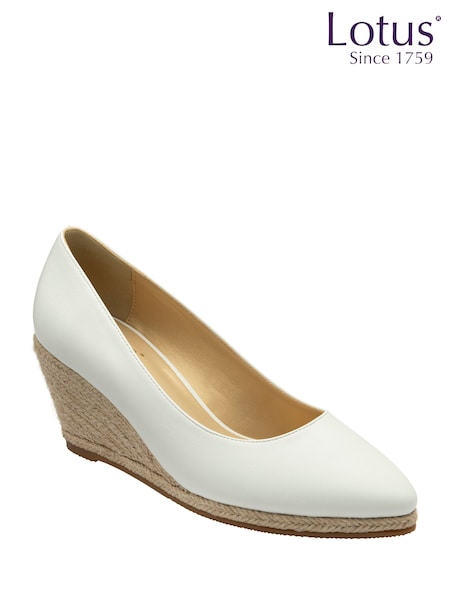 Lotus White Wedges Espadrilles Shoes (F04639) | £50