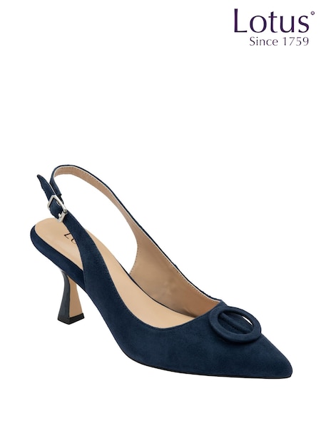 Lotus Blue Slingback Suede Court Shoes (F04642) | £75