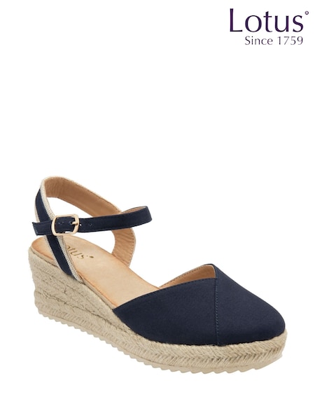 Lotus Blue Espadrille Wedge Shoes (F04664) | £45
