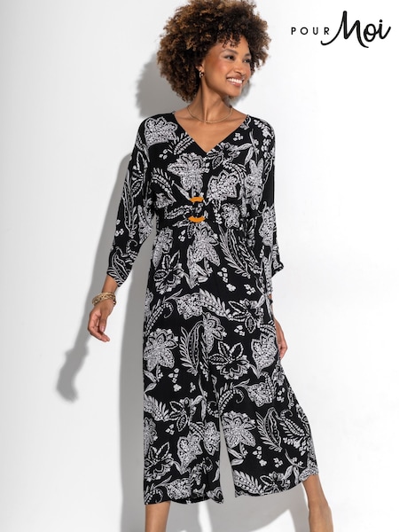Pour Moi Black Crinkle O Ring Woven Beach Jumpsuit (F04691) | £45
