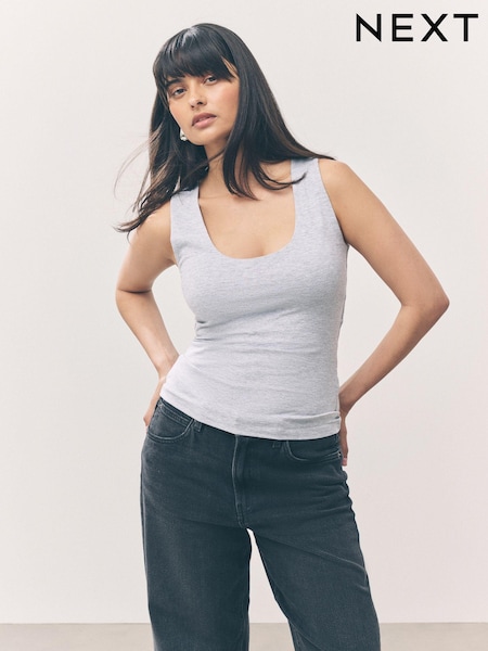 Grey Marl Scoop Neck Vest (F04804) | £9