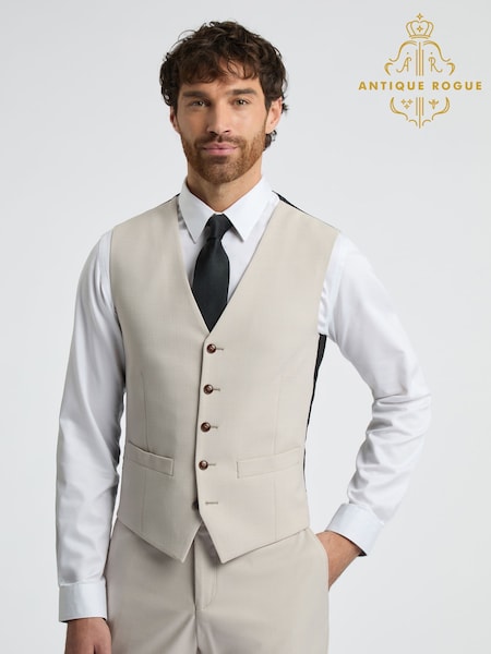 Antique Rogue Natural Branton Ecru Texture Waistcoats (F04829) | £74