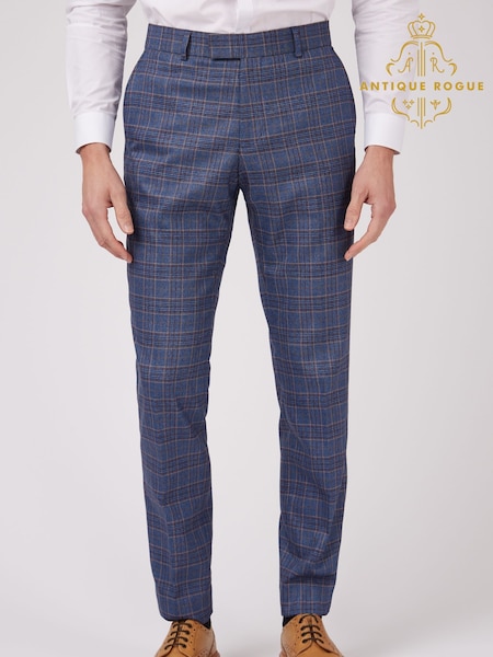 Antique Rogue Blue Overcheck Trousers (F04883) | £94
