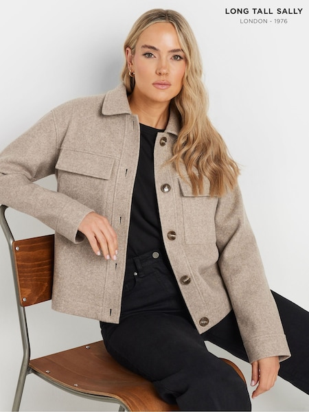 Long Tall Sally Natural Cosy Bomber Jacket (F04934) | £64