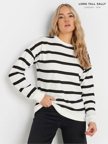 Long Tall Sally Black Stripe Popper Sweatshirt (F05002) | £29
