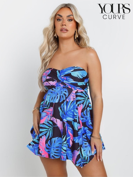 Yours Curve Black Oversized Floral Hanky Tankini (F05034) | £33