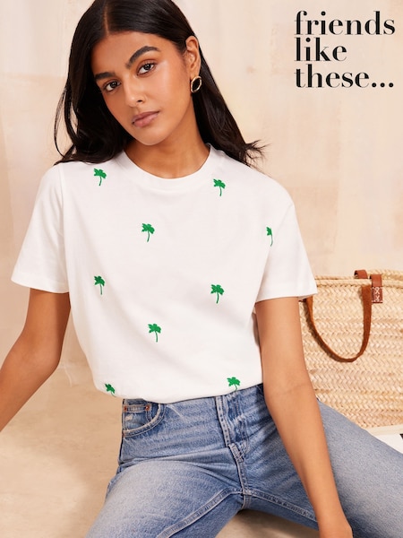Friends Like These White Round Neck Logo 100% Cotton T-Shirt (F05093) | £22