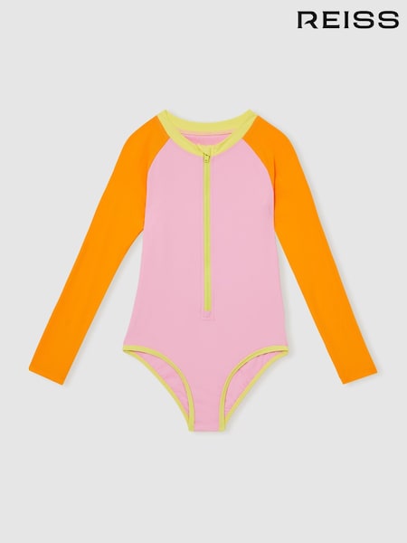Reiss Multi Sally Colour-Block Long-Sleeve Swimsuit (F05142) | £43