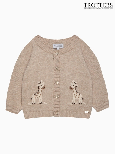 Trotters London Newborn Oatmeal Giraffe Cardigan (F05247) | £46