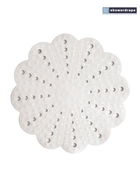 Showerdrape White Petal Flower Shower Mat (F05248) | £21