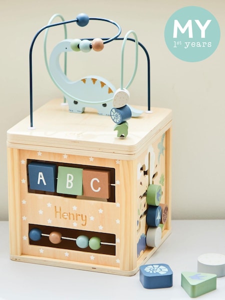 Personalised Dinosaur Print Wooden Activity Cube by My 1st Years (F05298) | £55