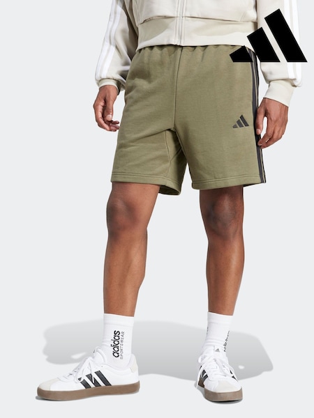 adidas Green Essential 3-Stripes French Terry Shorts (F05373) | £25