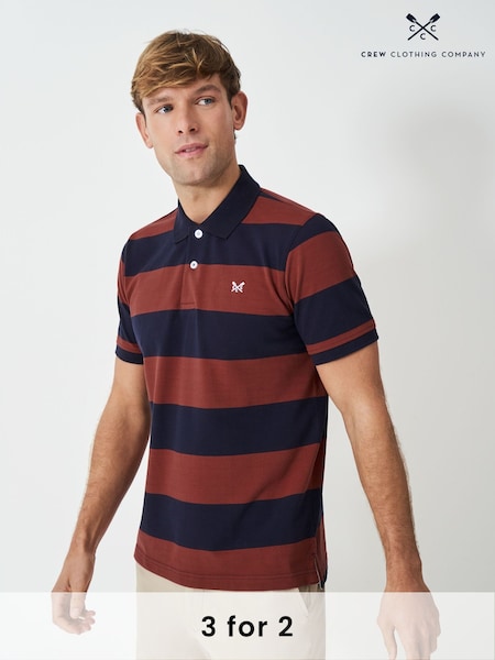 Crew Clothing Red 100% Cotton Heritage Striped Polo Shirt (F05457) | £42