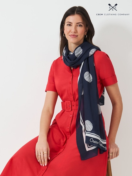 Crew Clothing Company Blue Modal Spot Print Scarf (F05464) | £29