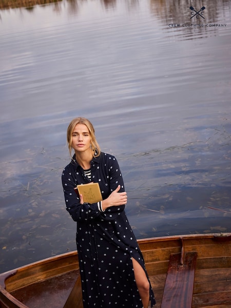 Crew Clothing Company Blue Olivia Printed Shirt Dress (F05465) | £89
