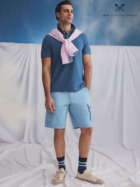 Crew Clothing Blue 100% Cotton Classic Pique Polo Shirt (F05469) | £40
